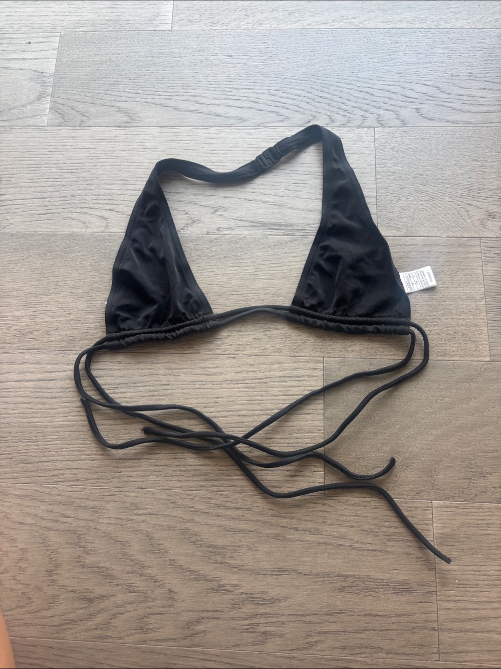 Black Triangle Tie-Back Bikini Top - Women Swim
